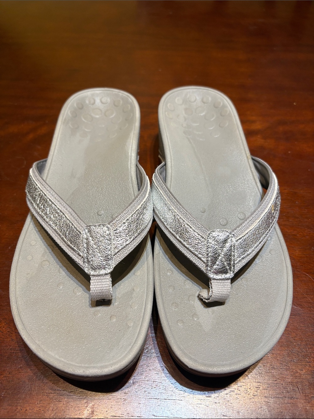 Women’s Silver Metallic Thong Sandals